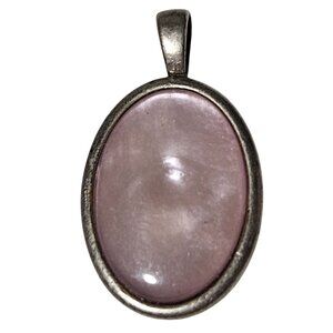Elegant Retro Oval Pink Stone Pendant Silver Tone Setting Jewelry Necklace DIY